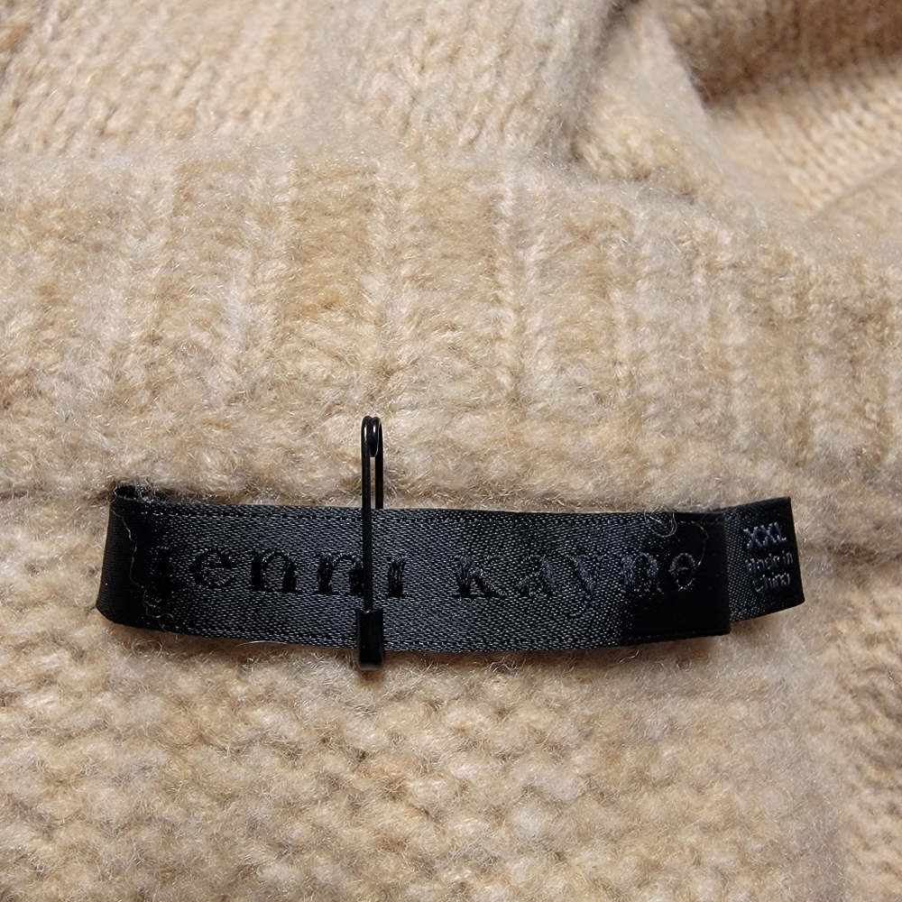 Jenni Kayne 2XL Merino Cashmere Sweater Tan Brown Crew Neck - Picture 5 of 9